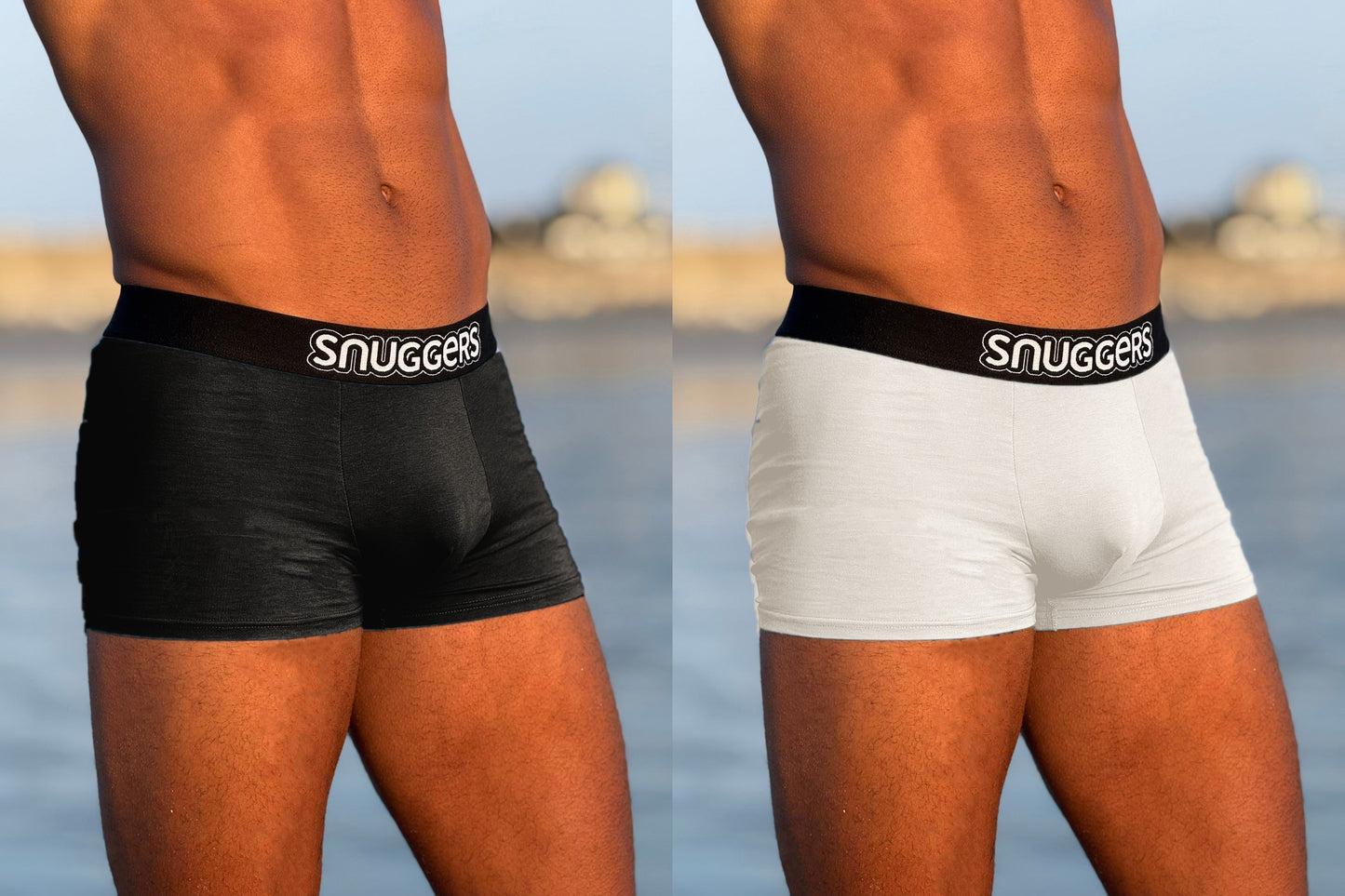 Snuggers® Modal Active Boxer Briefs | Black & White 2 Pack